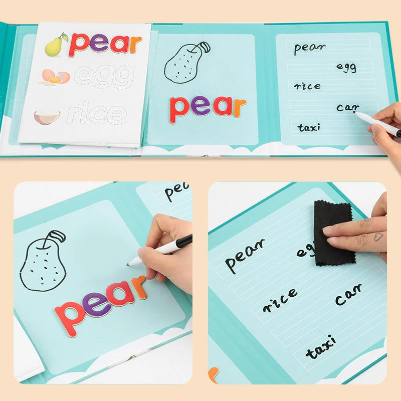 Preschool Educational Letter Learning Matching Toys Spelling Game Toy Magnetic Spelling Word Book