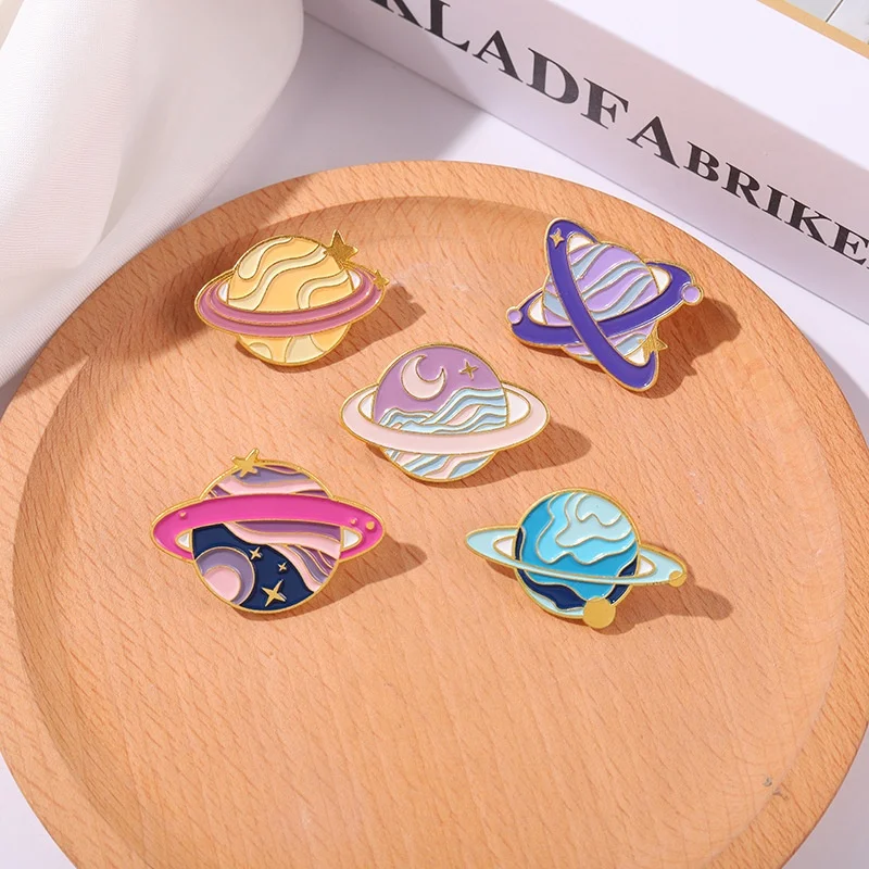 Macaron Color Planet Enamel Pin Space Metal Badge Brooch Pins Factory Stock Mix Style For Backpacks Jeans Bag Accessories