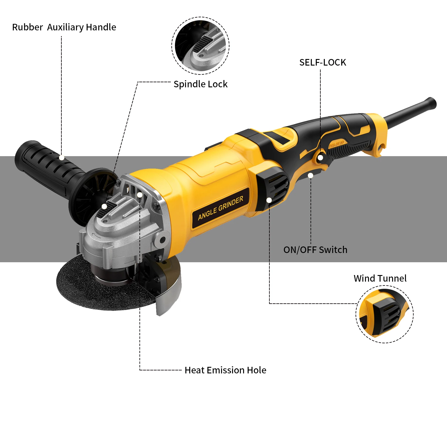 MEINENG 4075 Professional New Design Yellow Color OEM Service Electric Angle Grinder Machine