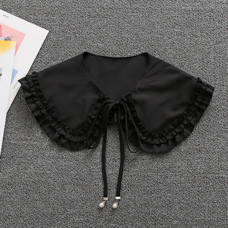 TAPA-8R114   Half Shirts Neckline detachable ruffled collar Black White Blouse Chiffon False Collar for Women Shirts accessories