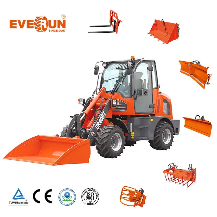 Everun ER408T 0.8ton CE Approved machine with quick hitch EPA EURO hydraulic Front End Mini Wheel Loader