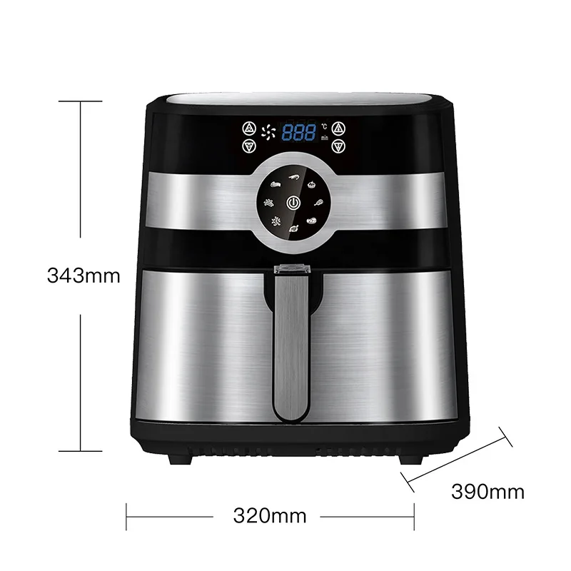 New design Lcd Air Fryers Electric Air Fryer 8L Stainless Steel Smart French Fries Air Fryers from China