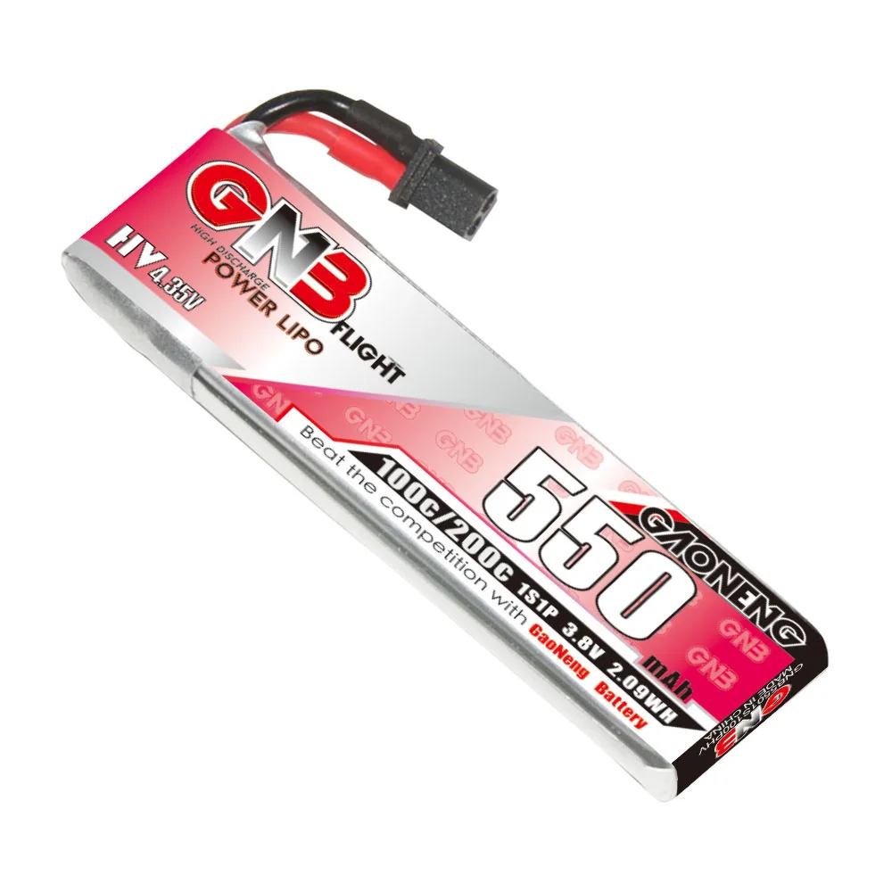 GAONENG GNB 1S 3.8V HV 550MAH 100C A30 Cabled RC LiPo Battery Mini Quads FPV Drone Mini Micro Whoops PowerWhoop Quad Quadcopter