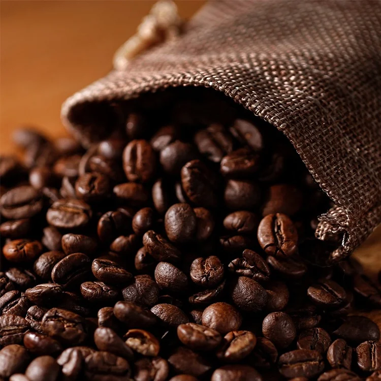 Reusable small jute drawstring coffee bag, jute coffee sacks