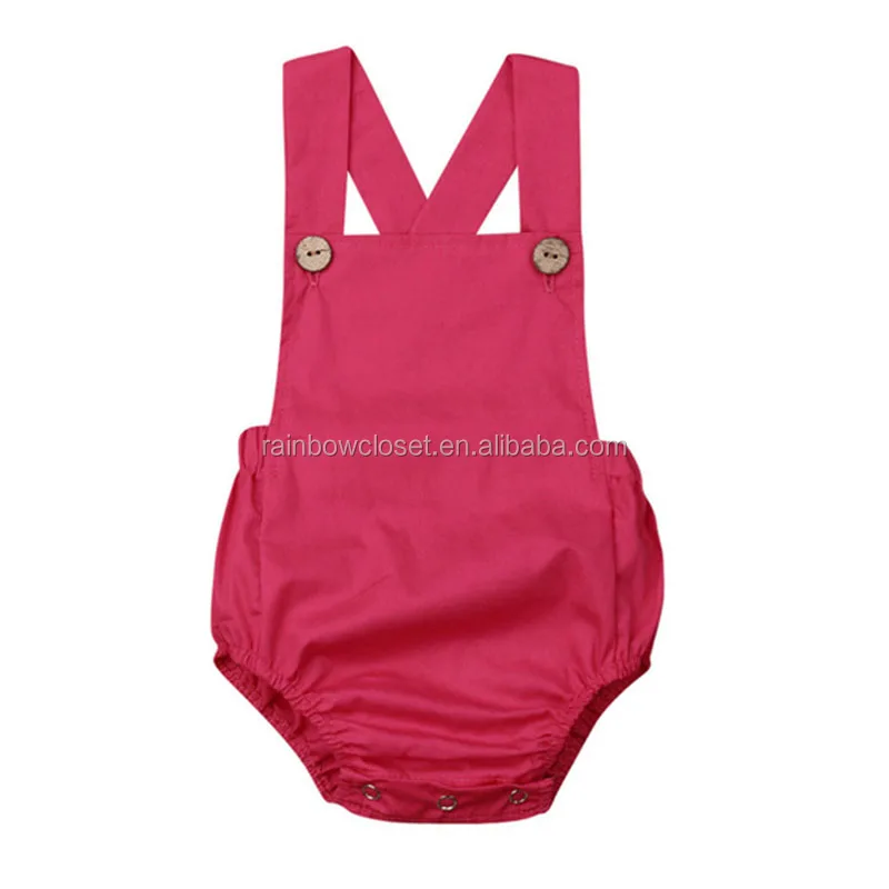 Wholesale Baby Clothes Multiple Colors Option Toddle Kids Woven Linen Beach Romper