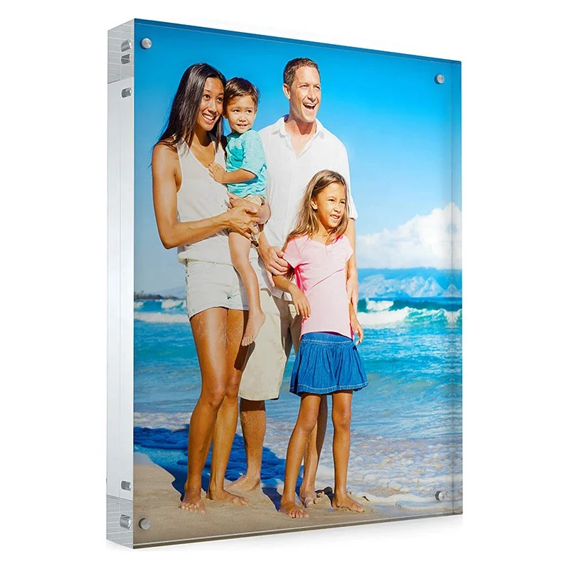 Good Quality Plexiglass 8.5x11 Inch 15MM+15MM Acrylic Picture Frame Lucite Crystal Glass Acrylic Magnetic Sign Holder