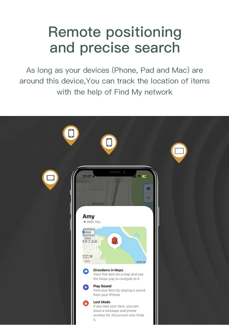 New RSH MFi Certified Smart Tag Find My BLE Tracker Wallet Luggage Bike Mini GPS Tracking Device Key Finder Locator for Apple