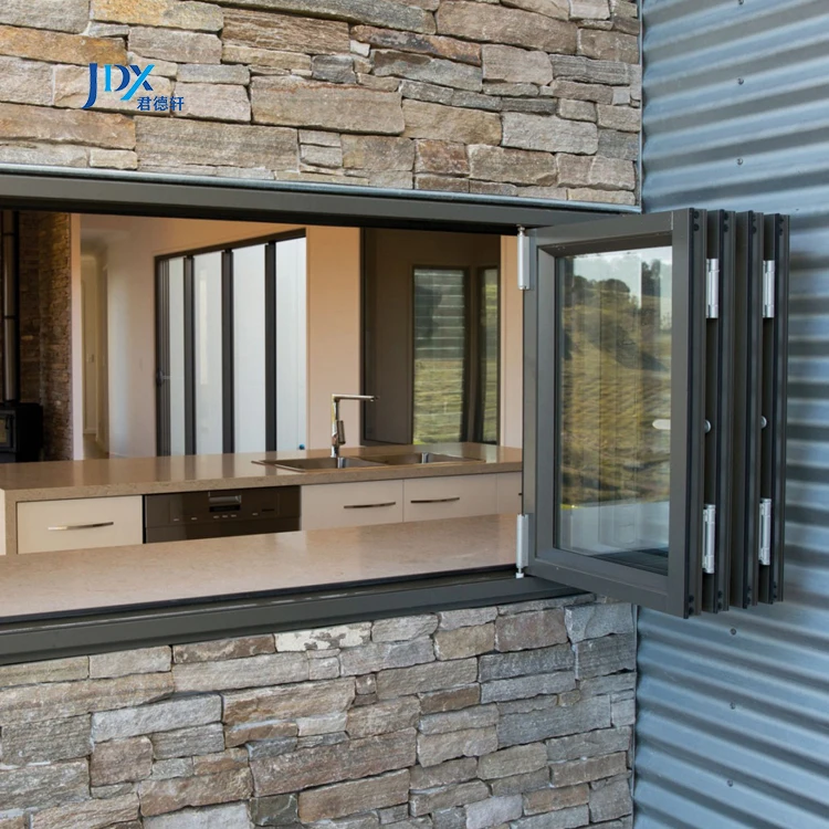Изготовленный на заказ размер балкона, Австралия, алюминиевые двойные стеклопакеты, ветрозащитные окна из НПВХ, складные окна для кухни