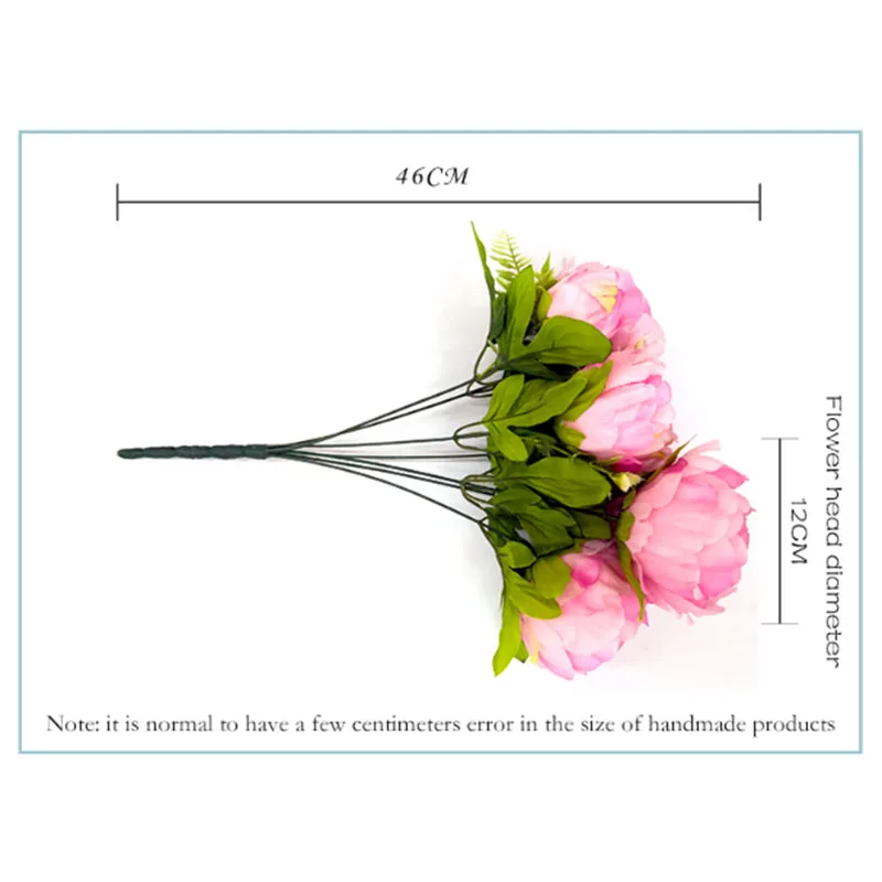 YIWAN Factory direct sale handmade 7 heads silk cloth artifical real touch flowers bouquet peonies fake peony for wedding decor