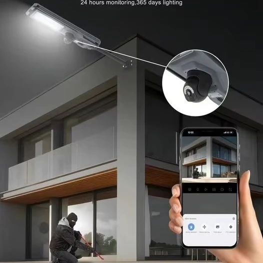 Integrated Solar Led Street Light With 4G WIFI CCTV Camera 800W 1200W Waterproof IP65 Landscape Residential Road Lighting