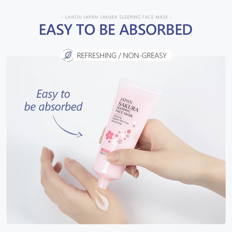 Natural Skincare Products LAIKOU Sakura Sleeping Face care Brighten dull skin night cream 80g