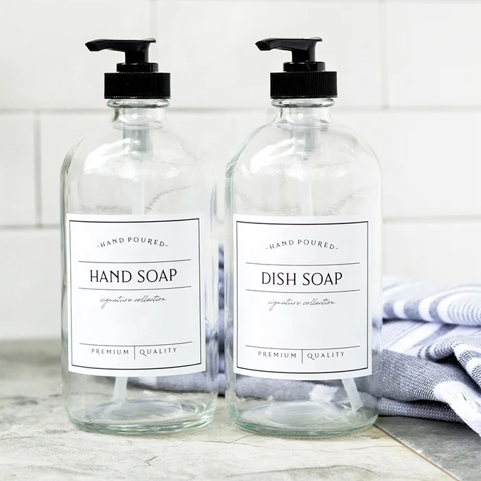 wholesale custom shape BOPP sticker printed glossy waterproof labels for hand soap dispenser bottles