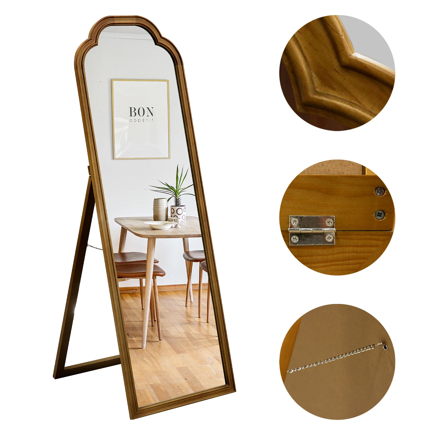 customized Room Irregular Mirror Decorative Wooden Frame Mirror floor standing for Livingroom decor wall Wavy Decor Mirror