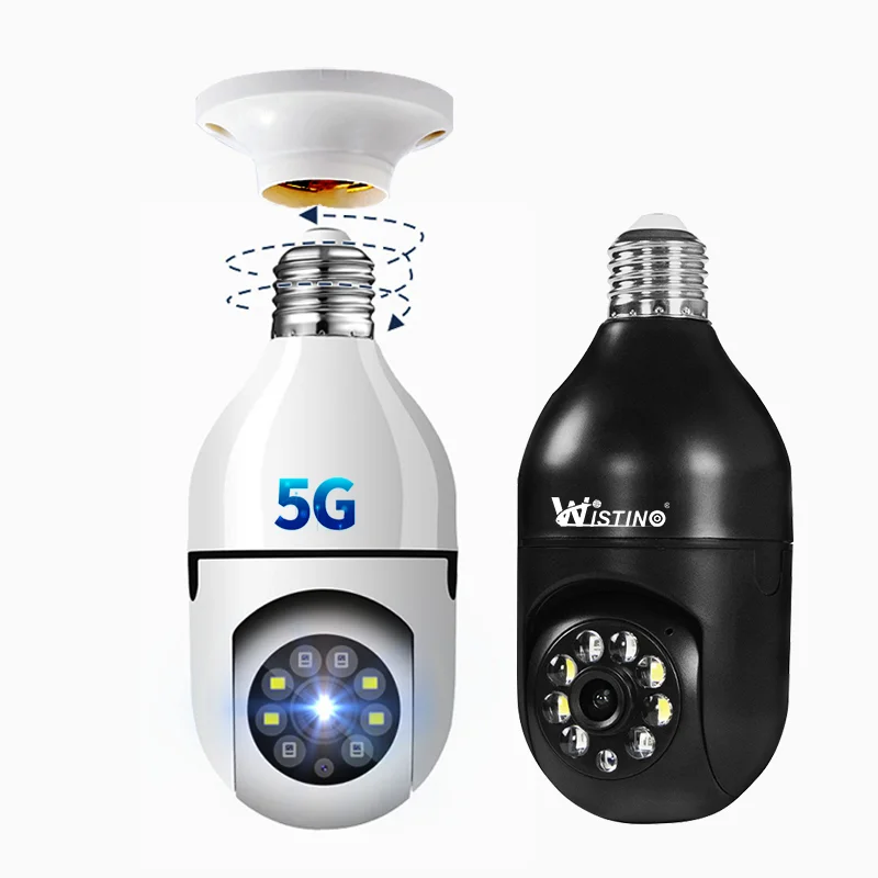 5GHZ 360 Panoramic Wifi HD night vision ip surveil mini surveillance home security wireless light bulb PTZ Home Security Cameras