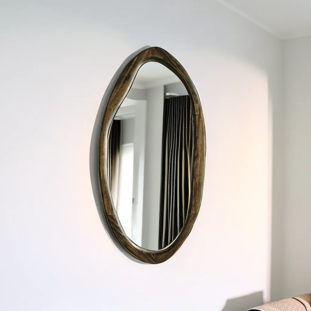 custom modern living room decor wood frame big full length long body large dressing hanging irregular wall mirror espejo