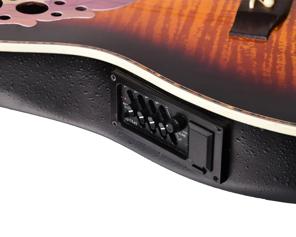 Stringed instrument wholesaler price 41inch special design Ovation Custom  Deep Contour Acoustic Electric Guitar With EQ Pickup