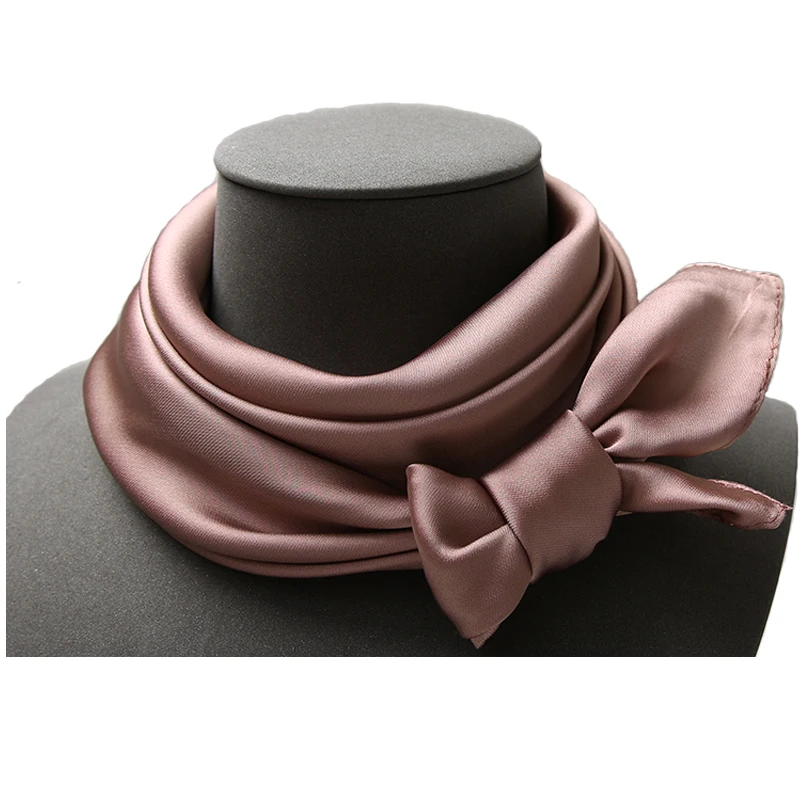 Fashion Solid Kerchief Women Scarf For Hair Green White Silk Neck Scarves Female Square Bandanas Lady Scarves