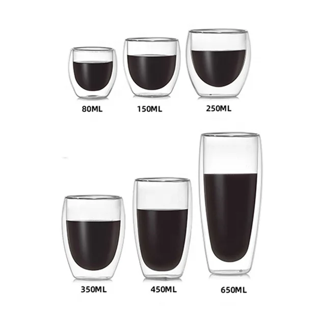 5oz 8oz 12oz 15oz 22oz Double-Walled Borosilicate Glass Glass Lid Cup With Bamboo Lid