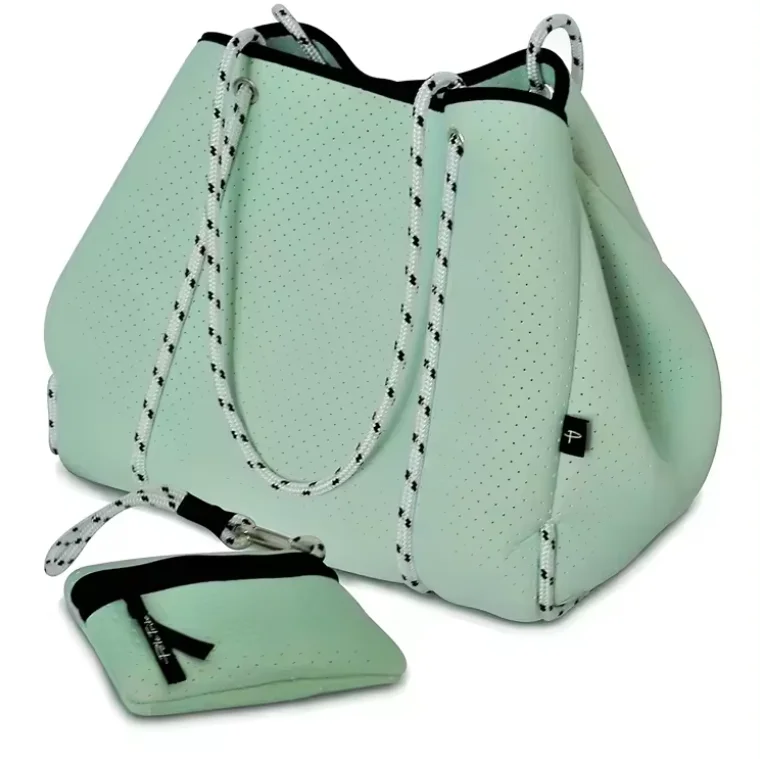 Custom Neoprene Beach Bag with Wallet Pouch Handbag Tote Large Capacity Storage Bag Sports Travel Luggage Shoulder Handle Bag