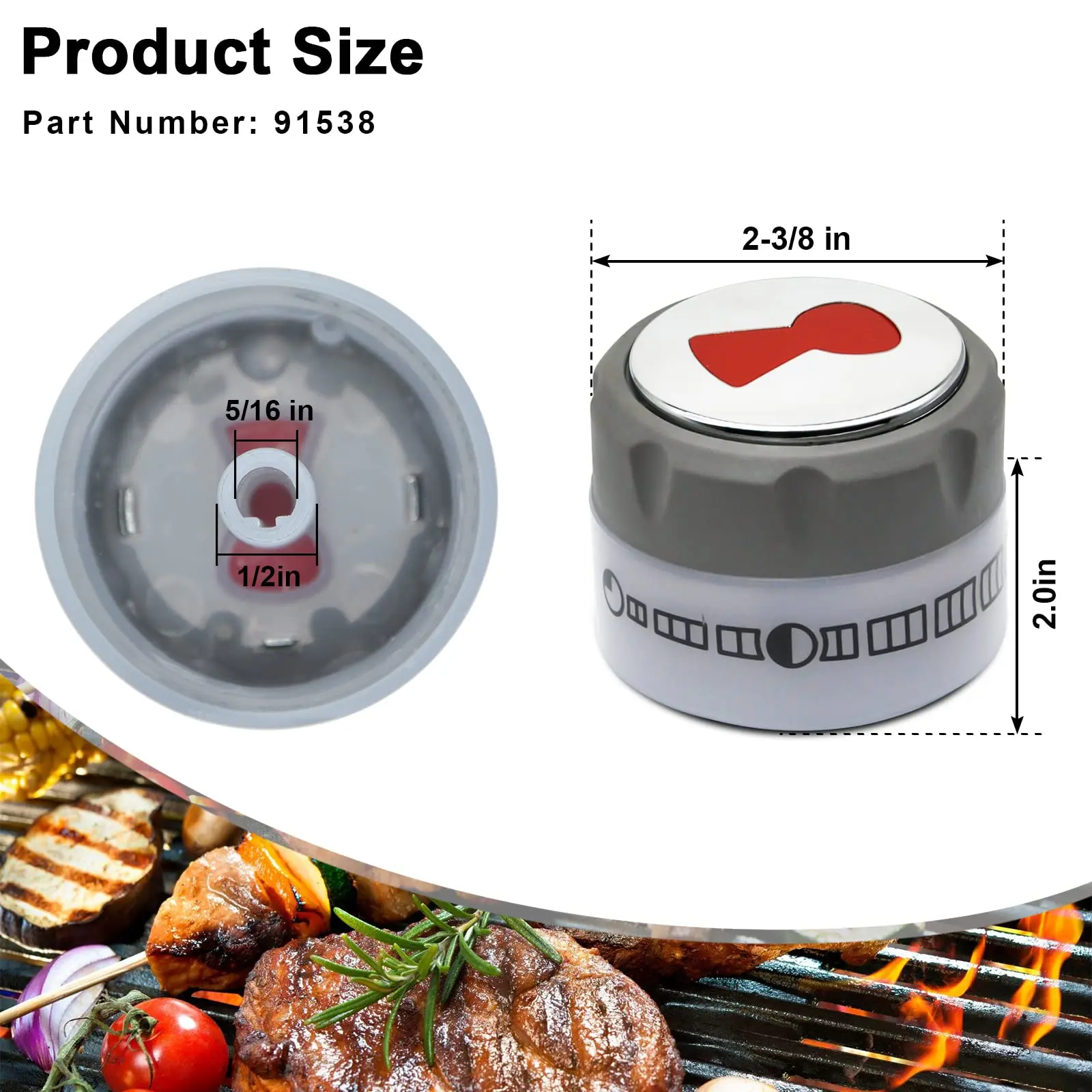 91538 Lighted Control Knobs Compatible with Weber Summit 400/600 Grills Manufactured Fit for E-470/670 S-460/470/660/670 etc