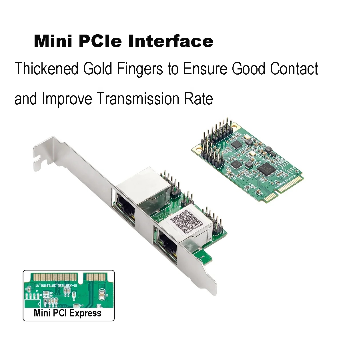 IOCREST Mini PCIe 2 Port 1000M 1 Gigabit Ethernet Network Card RTL8111H Chips Dual RJ45 Lan 10/100/1000 Mbps Nic Lan for Desktop