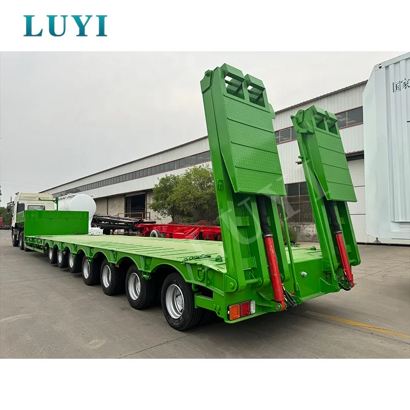 Hot selling 7 Axles Extendable low bed semi trailer Lowbed Hydraulic axis semi-trailer