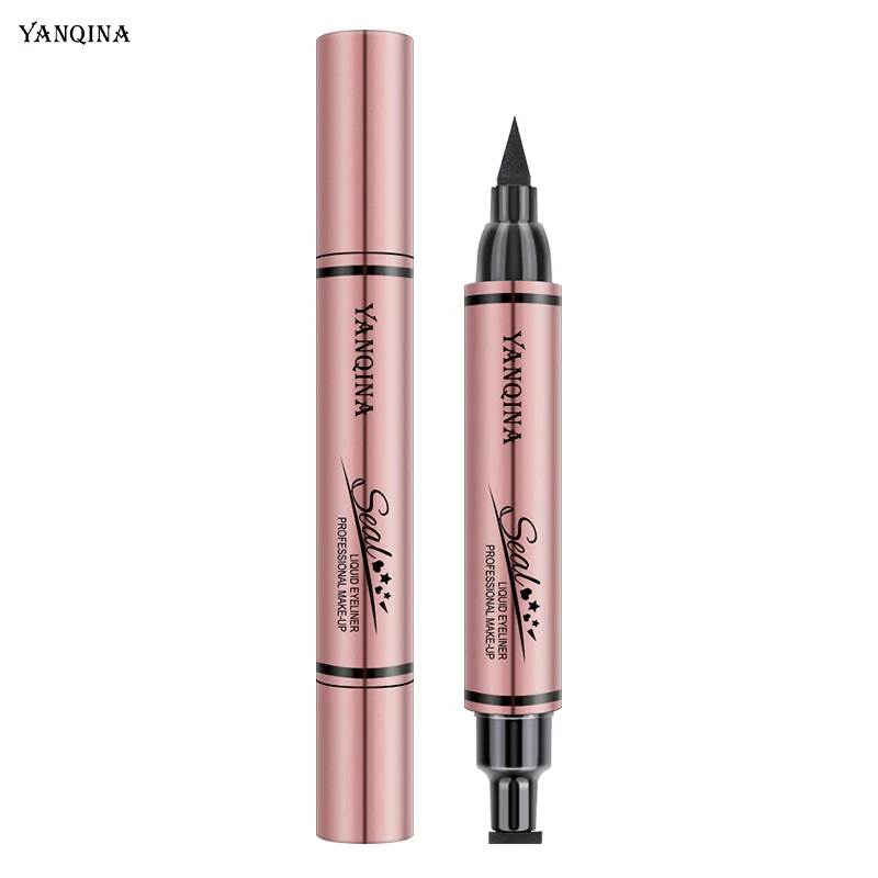Korean Private Label double head eyeliner wing stamp waterproof long lasting liquid stamp seal eyeliner pen