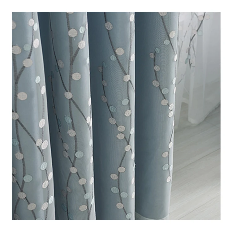 Quality blue round point tree window curtains for the living room
