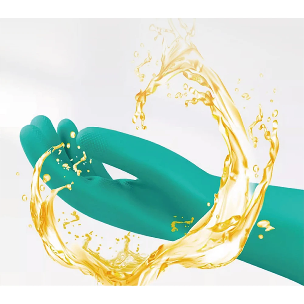 Biodegradable Nitrile Gloves Customized Immersed Resistant Textured Industrial Green Nitrile Gloves
