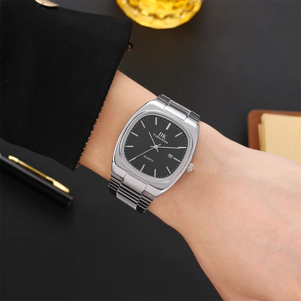 IIK 1388 Couple Watches Alloy Waterproof Calendar Luxurious Men Watches Quartz Lady Watch