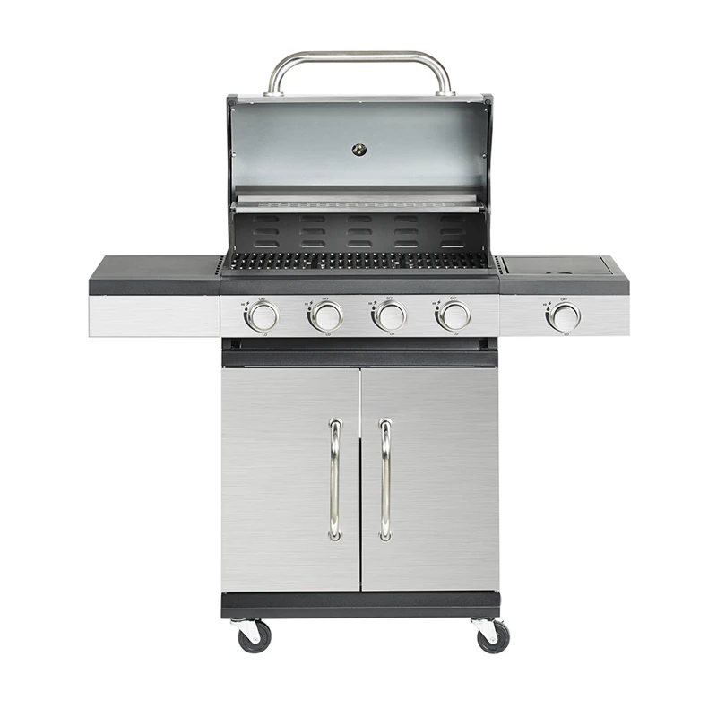 4+1 Charcoal Barbecue Grill Big Outdoor and Indoor Steel and Iron BBQ Grill for Family Party & Camping Gas-Fueled