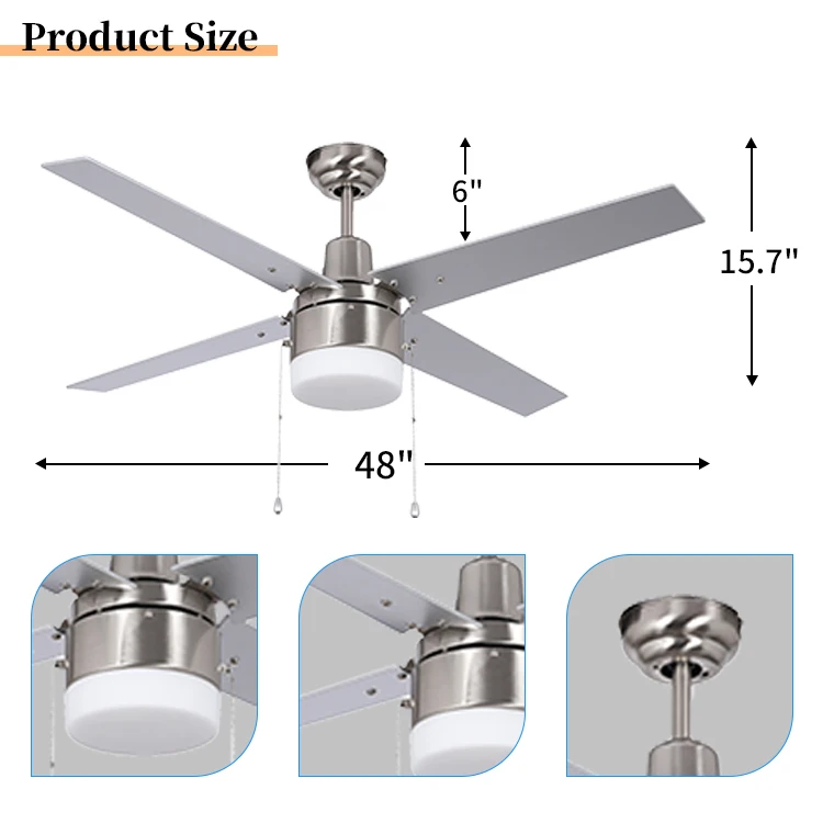 48 Inch Four-blades Ceiling Fan with light