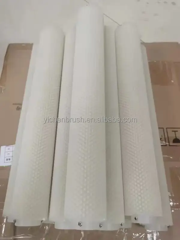 Photoelectric Glass Cleaning Machine Brush Rubber Roller , Corrosion Resistant Cylindrical Roller Brush