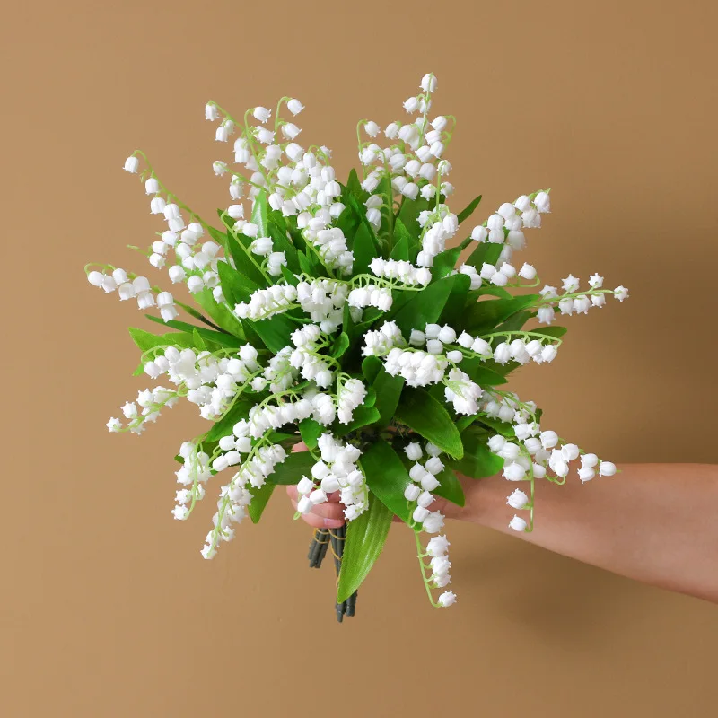 Simulated Lily Of The Valley Plastic Flower Artificial Flowers Plastic Single Bell Orchid Flower For Bride Home Decor