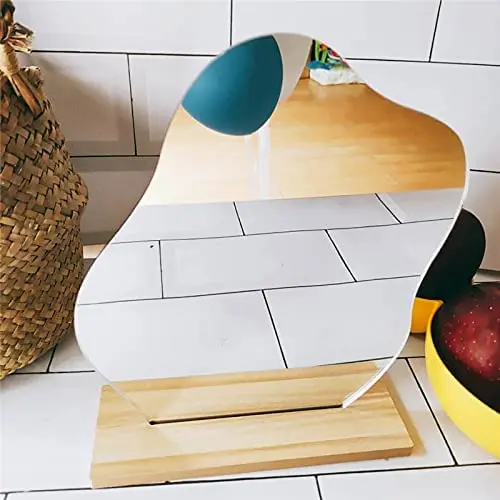 Minimal Spaces Home Decor Irregular Aesthetic Vanity Mirror Frameless Decorative Wooden Stand Desk Tabletop Acrylic Mirrors