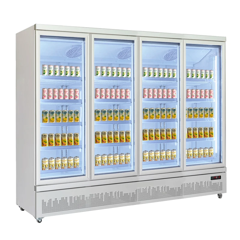 automatic convenience store drinks standing vertical glass door showcase vending machine fridge refrigerator