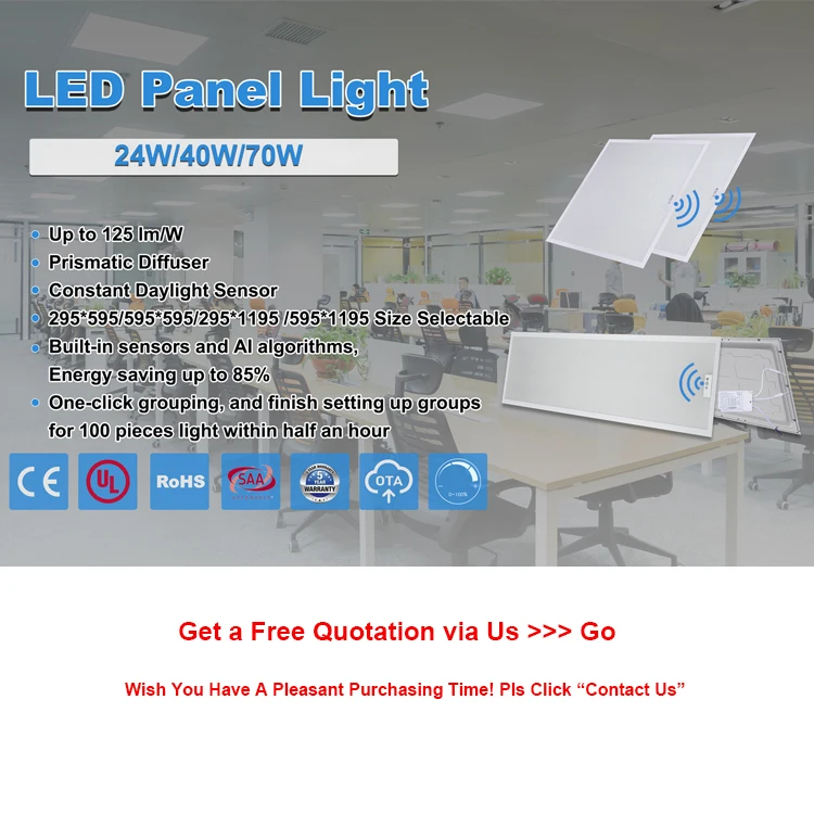Hospital Laboratory Lighting 40w 600x600 Clean Room Commercial Led Panel Light Ceiling With Zigbee Sensors