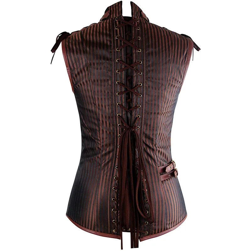  new Halloween Victory Punk style Waistcoat party Sleeveless Solid black brown
