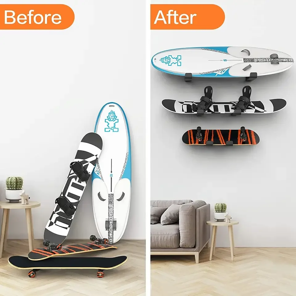 OEM Storage Display Steel Surfboard Rack Surfboard Wall Mount Minimalist Wall Racks For Shortboards And Longboards