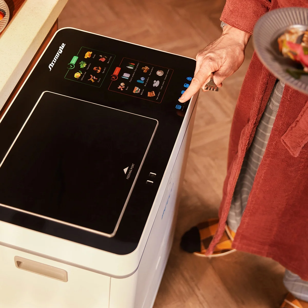 Automatic Electric Kitchen Food Waste Compactor Grinding Chamber 60 Home Kitchen Household Commutator Motor 200 Stainless Steel