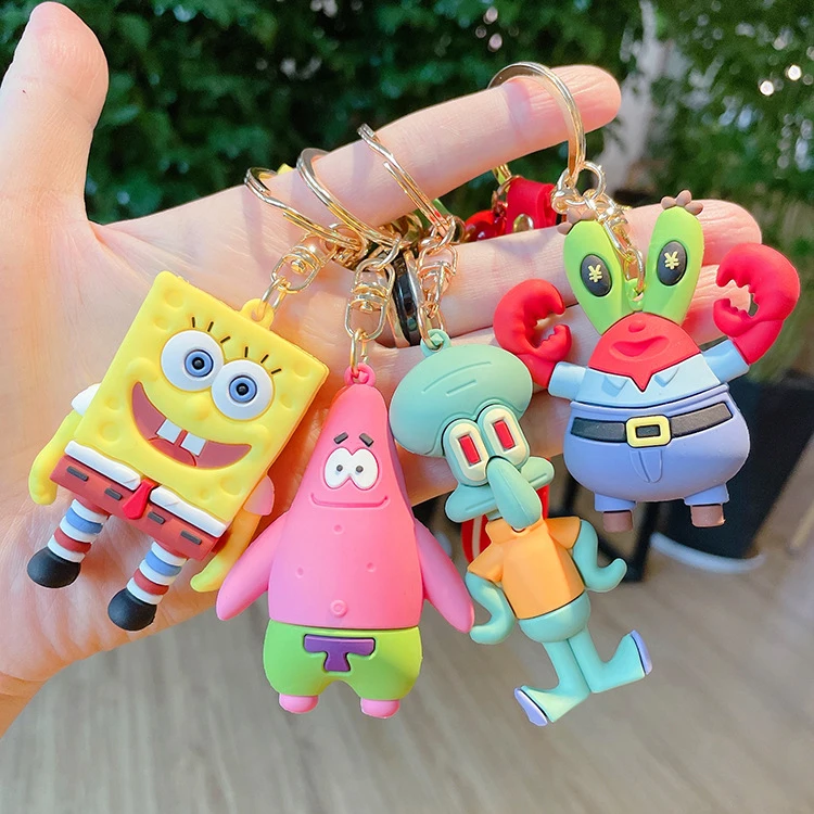 
Promotional 3D Rubber Cute SpongeBob Patrick Star Popular Designs Keychains Pendant INS Hot Low MOQ Factory Price Custom Logo 