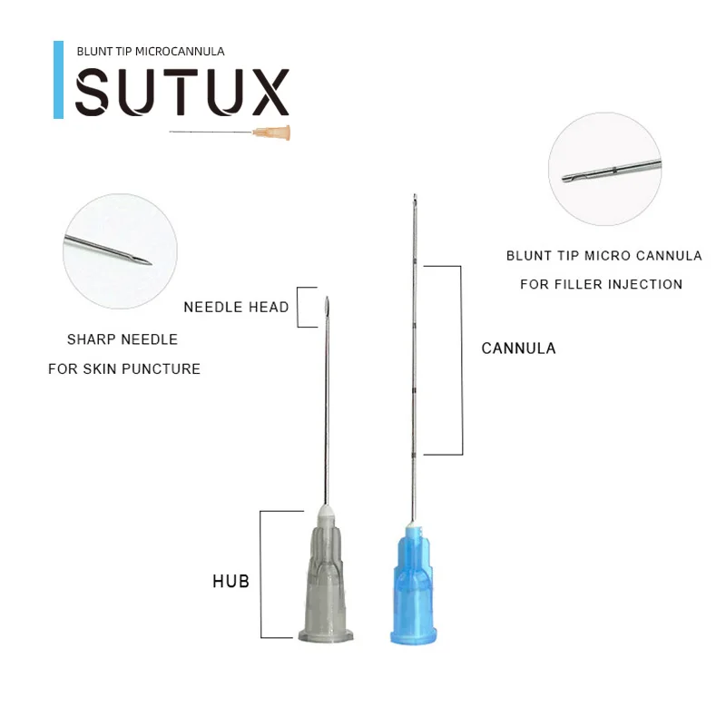 Sutux microcanula 18 g 21 g 22 g micri canulla hypodermic needle forhyaluronic acid filler