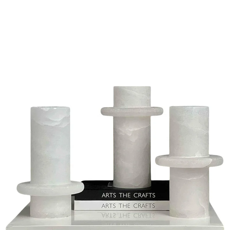 stonekocc Spanish Alabaster White Natural Marble Flower Arrangement Model Room Hotel Living Room Restaurant Decorative Vases