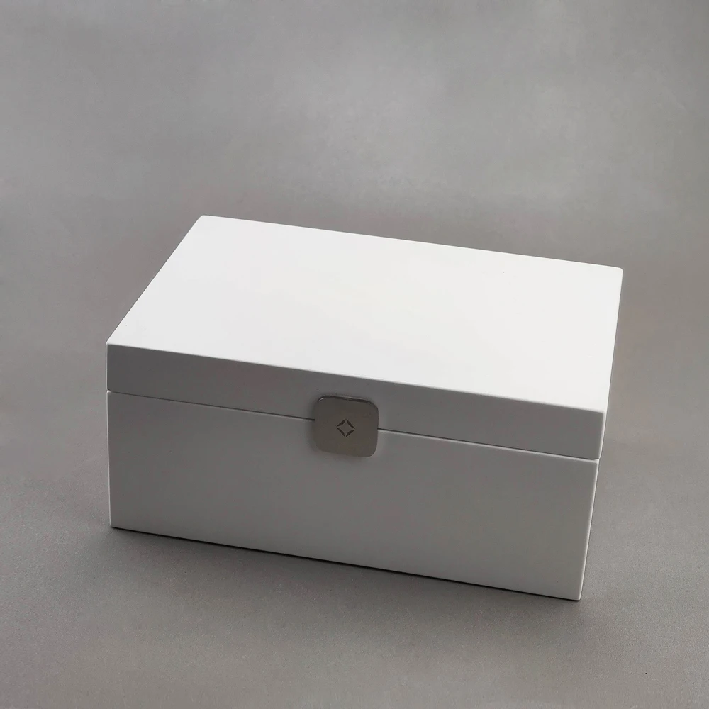 Custom logo white paint little wood box small jewelry storage wood box with lid vintage small size factory wholesale