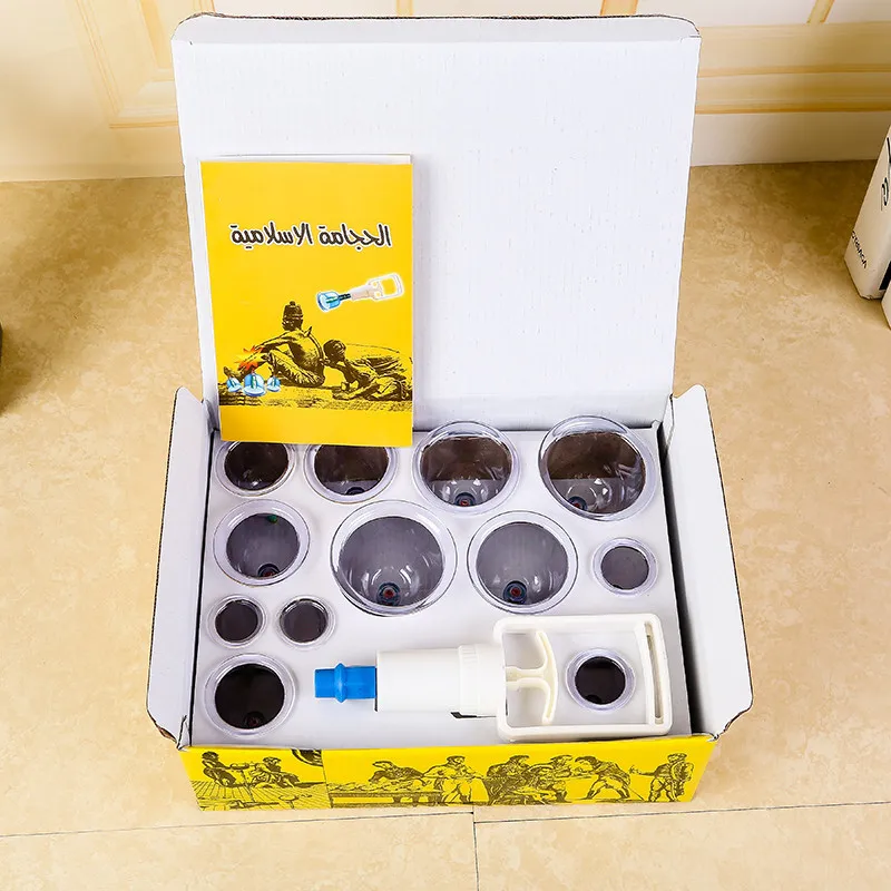 12pcs Chinese Plastic Facial Cupping Therapy Massage Set Ventouse hijama Cuping Cups Vacuum Cans