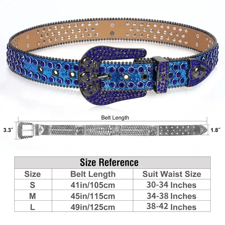 BB Fast Delivery Luxury Crystal Skull designer Men Women Belt Diamond Studded Rhinestone Belts Western Sparkle Leather Belts