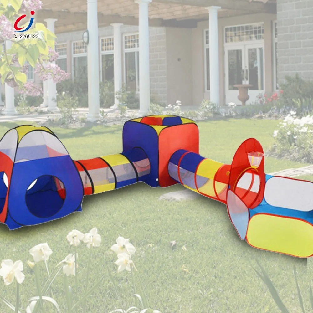 Portable foldable kids tent house play tunnel crawling pop up playhouse 3 in 1 pop up play tent with tunnel for kids