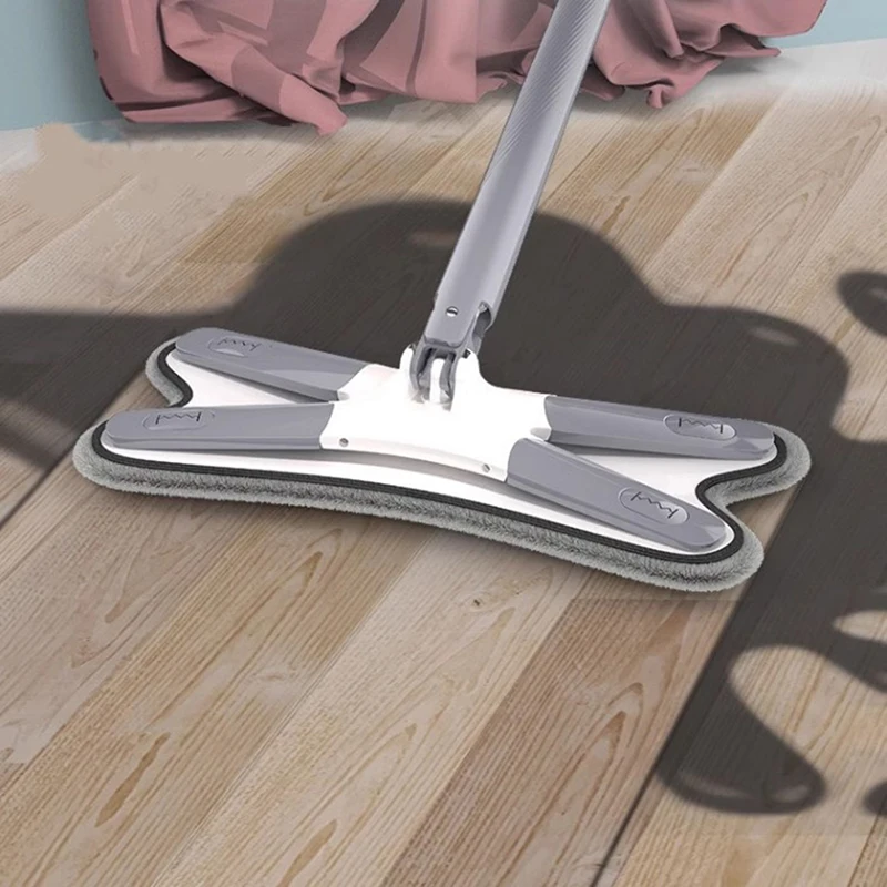 X type floor mop handsfree flat household cleaning mop magic microfiber with iron pole