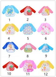 Cute Cartoon Animals Baby Bibs Eva Waterproof Colorful Children Bib Full Sleeve Children Apron Long Sleeve Feeding Bibs
