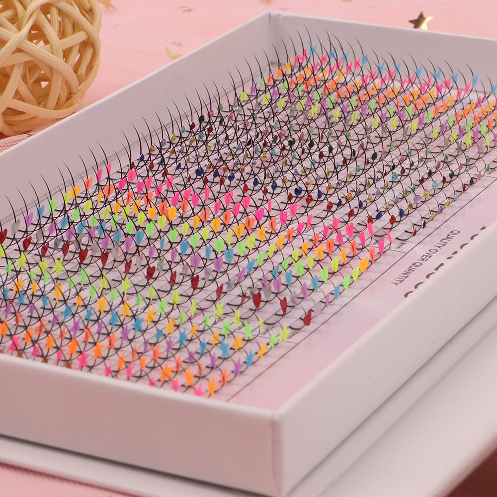 High Quality Spike Lash with Decoration Color Individual Lash 3D Butterfly Heart Glitter Spike Eyelash Extension